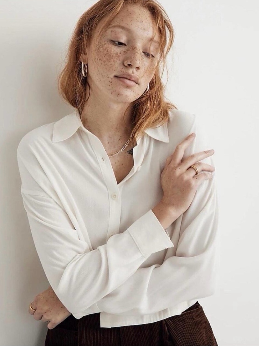 NWT Madewell Lusterweave Hartfield Crop Shirt in Lighthouse